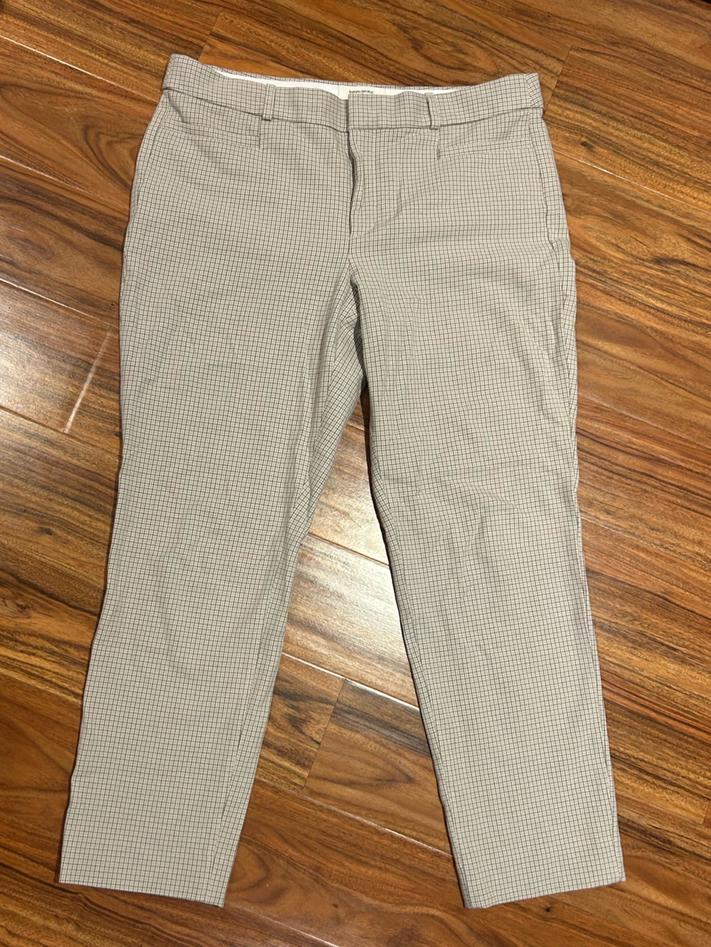 Banana republic Sloan work pants tan beige mini plaid women’s size 10